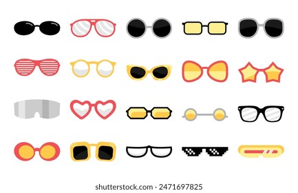 Cute Sunglasses Colorful Element Set