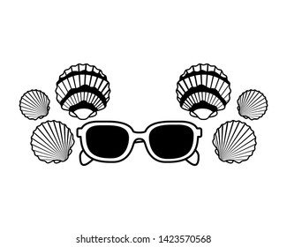 cute sunglasses with dark lens on white background