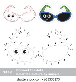 Cute Sunglasses. Dot to dot educational game for kids.