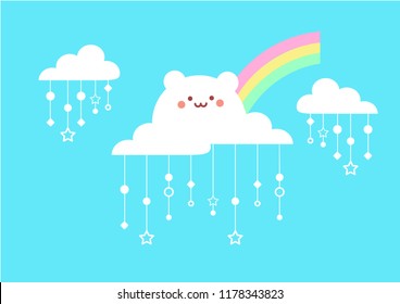cute sunny blue sky rainbow background