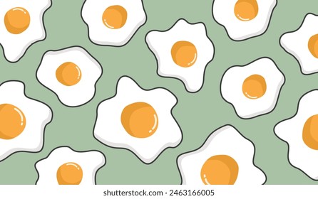 Cute sunny side up eggs pattern background vector design