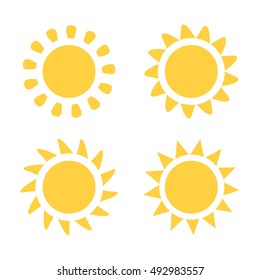 Cute suns icons. Vector illustration