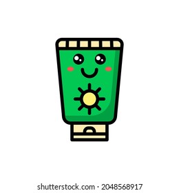 cute sunscreen icon illustration vector graphic