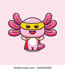 Cute super axolotl cartoon vector illustration