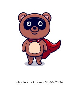 Cute Super Bear Cartoon Vector Icon Illustration. Flat Cartoon Style Suitable for Story Book, Flyer, Sticker, Card