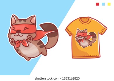 diseño de plantilla de camiseta de super gato lindo