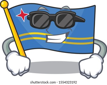 cute super cool aruba flag with character shape