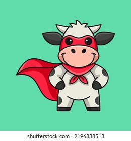 cute super cow suitable for mascot, sticker, t-shirt and related business