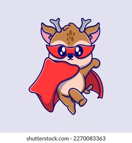 Cute super deer cartoon icon illustration. funny sticker for kids