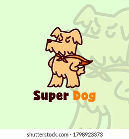 CUTE SUPER DOG WEARING ORANGE ROBE CARTOON LOGO