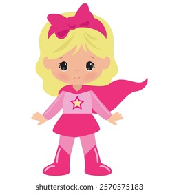 Cute  super hero girl vector cartoon illustration