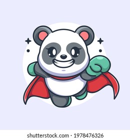 Cute super hero panda flying cartoon