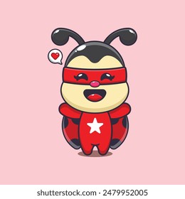 Cute super ladybug cartoon vector illustration. Vector cartoon Illustration suitable for poster, brochure, web, mascot, sticker, logo and icon.