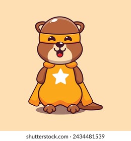 Cute super otter cartoon vector illustration. 