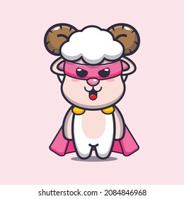 Cute super sheep. Cute cartoon animal illustration.