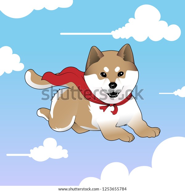 Cute Super Shiba Inu Flying Stock 