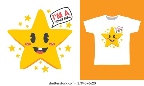 Cute super star design vector illustration ready for print on tees.
