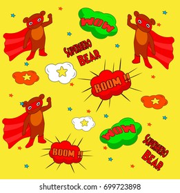 cute superhero bear. vector cartoon illustration
