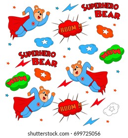 cute superhero bear. vector cartoon illustration