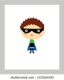 cute superhero boy vector clip art. cute little child (boy) super hero cartoon.