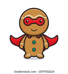 cute superhero gingerbread cartoon character wearing mask