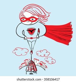 Cute superhero girl illustration