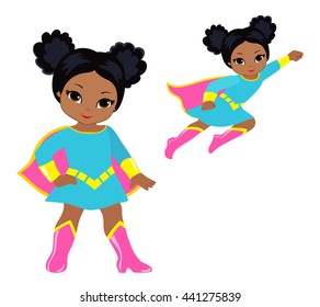 Cute superhero girl vector clip art set.
