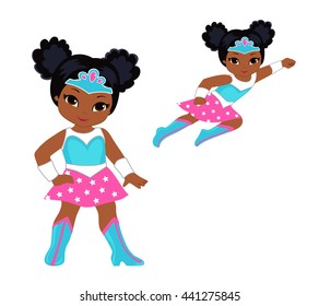 Cute superhero girl vector clip art set.