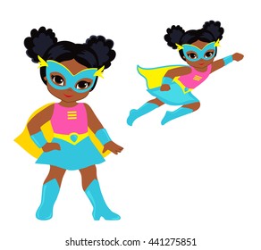 Cute superhero girl vector clip art set.