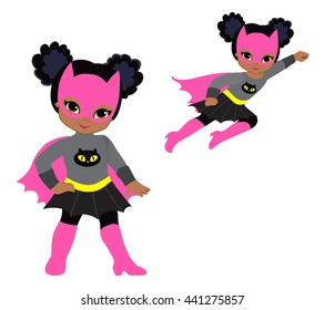 Cute superhero girl vector clip art set.