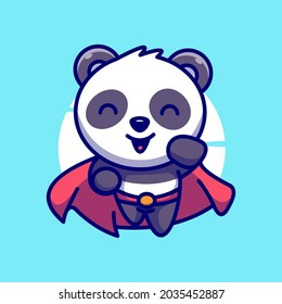 cute superhero panda mascot vector icon illustration. flat cartoon concept. premium quality
