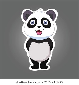 Cute Superhero Panda Standing. Sticker for Social Networks and Messengers. Cartoon Flat Vector Illustration