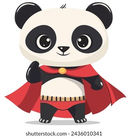 Cute superhero panda, vector illustration