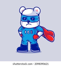 cute superhero polar bear illustration. Suitable for mascot designs, t-shirts, and others about polar bear illustrations