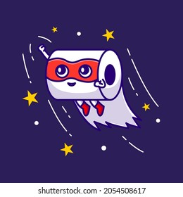 cute superhero tissue mascot illustration vector cartoon icon.