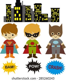 Cute superhro boy design set