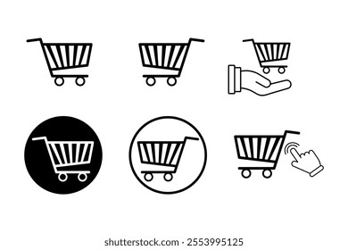 Cute supermarket cart icons set for ecommerce websites, High-quality supermarket cart icons set for web and mobile apps, online, service, discount, shopping bag, customer, merchandise, essentials