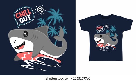 Cute surf jaw cartoon tshirt art design