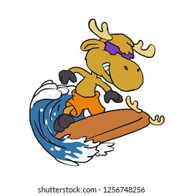 Cute surfer moose for kids