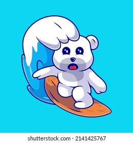 cute surfing bear illustration suitable for mascot sticker and t-shirt design