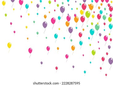 Cute Surprise Baloon Vector  White Background. Design Inflatable Ball Poster. Cartoon Fun Texture. Multicolor Jubilee Ballon Banner.
