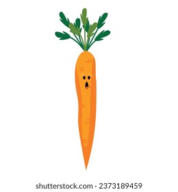 Cute surprised carrot on white background