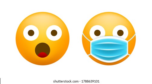Cute Surprised Face on White Background . Isolated Vector Illustration
