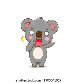 Cute surprised koala. Vector illustration of chibi character isolated on white background.