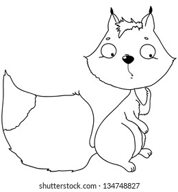 cute surprised squirrel, contour