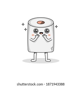 Cute surprised toilet paper cartoon character