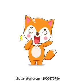 Cute surprissed Fox  Vector illustration chibi character isolated white background 