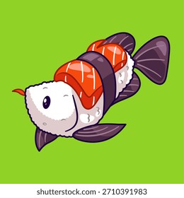 Cute Sushi Catfish Cartoon Vector Illustration. Animal Food 
Icon Concept Isolated Premium Vector. Flat Cartoon Style 