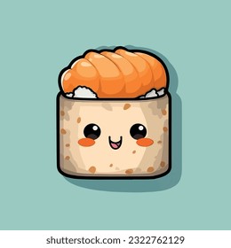 cute sushi character in flat design cartoon style