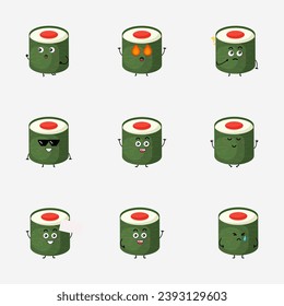 Cute sushi character vector illustration